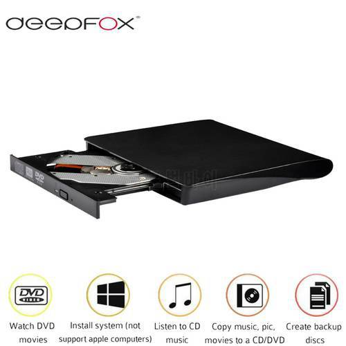 Deepfox 12.7mm USB 2.0 Portable External DVD RW Drive CD RW Burner DVD ROM Writer Optical Drive For Laptop Netbook Notebook PC