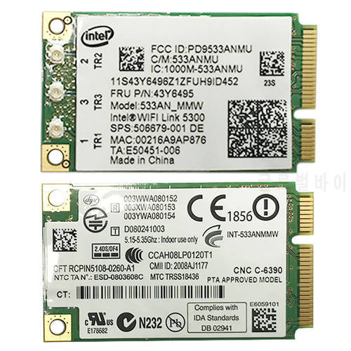 mini pcie Card for intel WIFI Link 5300 533AN_MMW 2.4Ghz 5Ghz Wireless WLAN Card for Lenovo Thinkpad X200 T400 43Y6495