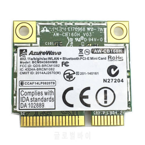 For AW-CB160H 802.11abgn/11ac WiFi Support Bluetooth 4.0 Broadcom BCM94360HMB 1300Mbps Mini PCI-E Card