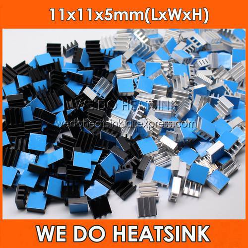 WE DO HEATSINK 10pcs Aluminum Heatsink 11x11x5mm Electronic Chip Radiator Cooler DIY With Thermal Double Sided Adhesive Tape