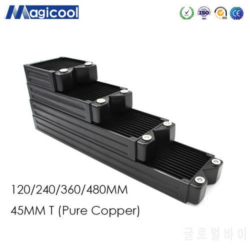 Magicool G2 Black 45mm Thick 120mm 240mm 360mm 480mm Copper Radiator Computer Water Cooling Heat Sink G1/4 M3