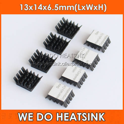 WE DO HEATSINK 20pcs Aluminum Black 13x14x6.5mm Heat Sink Cooler for Chip Ram IC VGA RAM DDR With Thermal Adhesive Tape Sticky