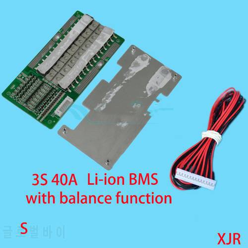 3S 40A version S lipo lithium Polymer BMS/PCM/PCB battery protection board for 3 Pack 18650 Li-ion Battery Cell w/ Balance