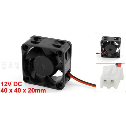 New Black Plastic 12V DC 40mm 20mm 2 Wire Computer PC CPU Cooling Case Fan