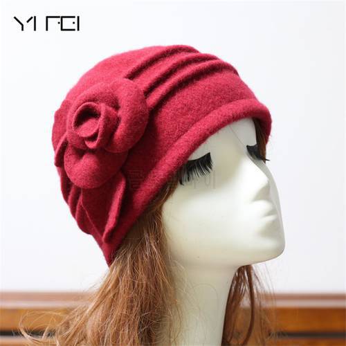 2021 Women Fedoras 100% Pure Wool Dome Winter Hat For Women Floral Casual Brand Warm Lady Autumn Floppy Soft Girl Fedoras