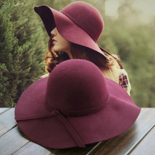 2020 New Pillbox Hat Women&39s Wide Brim Felt Bowler Fedora Hat Floppy Sun Bowknot Cloche Cap Women&39s Large Hat 10 Colors outdoor