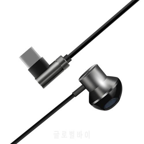 USB Type C Game Earphone L Shape Deep Bass Hifi Metal In-ear Earbuds Mic/Volume Control For XIAOMI MI 6 6X 8 SE Mix 2 2S Note 3