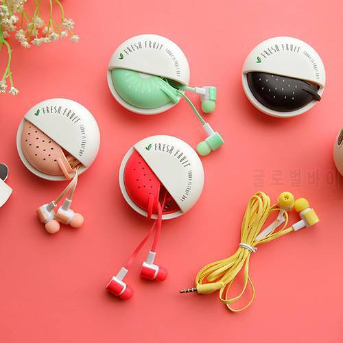Cartoon Fruit colour headset Macaron Earphones Cute Girl Earbuds With Mic Storage Box For Mobile Phone Child Call Gifts Earphone