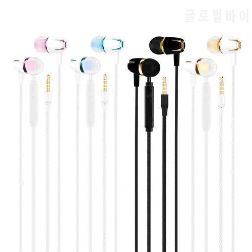 Wired Earphone Electroplating Bass Stereo In-ear Earphone with Mic Handsfree Call Phone Headset for Android iOS