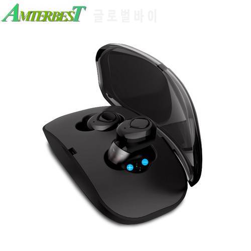 AMTERBEST TWS Wireless Earphone 3D Stereo Bluetooth Earphone Hands-free Smart Noise Reduction Bluetooth Headset with Charger Box