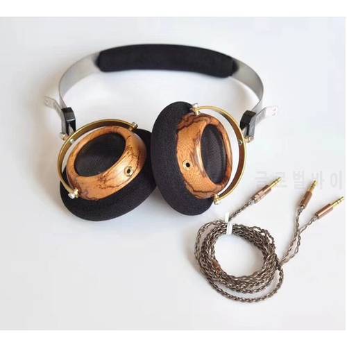 OKCSC 57MM Speaker Open Voice HIfi Olive Wooden Headphones With 5N OCC Plated Silver DIY 3.5mm Replacement Cable Vintage Style