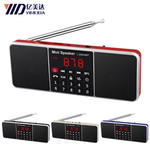 L-288 FM/AM Radio Portable Mini FM Radio Speaker Music Player Support TF Card USB Fit for iPod Phone with LED Display