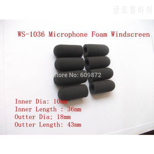 Microphone Windscreen Foam Cover,WS-1036,Sponge windshield ,10mm opening and 36mm inner length ,10 pcs /lot suit for David Clark
