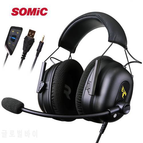SOMIC G936N Build in 7.1 Virtual Surround Sound Gaming Headsets USB 3.5mm Noise Cancelling Headphones for PUBG LOL PS4 PC Games