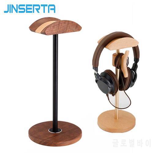 JINSERTA Universal Headphone Headset Holder Fashion Design Wooden+Aluminum Alloy Earphone Headsets desktop Stand Accssories