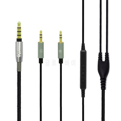 High Quality 1.4M 3.5 to Double 2.5 Headphone Cable Replacement Cable Fit For Xiaomi Headset/Sol Republic Headphones With Mic