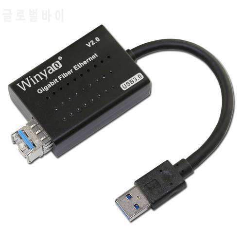Winyao USB1000F-LX USB 3.0 Gigabit Fiber Ethernet Network Adapter Single Mode 1310nm 10km LC Optic Module SFP NIC RTL8153