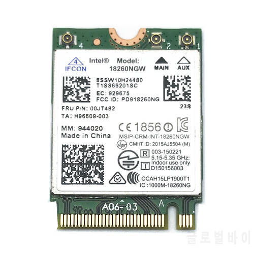 For Intel Wireless-AC 18260AC 00JT492 M.2 802.11ac 867Mbps WiFi Fit for Bluetooth 4.1 Card for Lenovo X260 T460 T460S T460P
