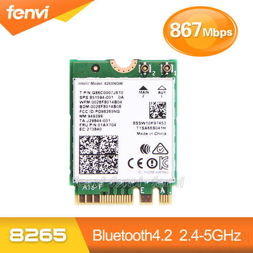 Fenvi Dual Band 867Mbps Wireless Wifi Card 8265NGW 802.11ac For Bluetooth 4.2 8265ac NGFF Wi-fi Wlan Network Adapter 2.4Ghz/5G