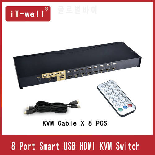 kvm switch 8 in 1 out HDMI Support remote control switch Scan 1080P PC Monitor Keyboard Mouse for Computer Laptop DVR