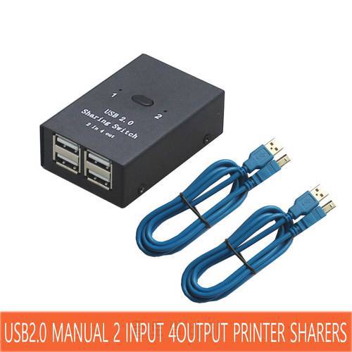 USB2.0 Switch Sharing Box Manual 2 in 4 out Keyboard and mouse sharing switch Printer sharing for Computer With cables
