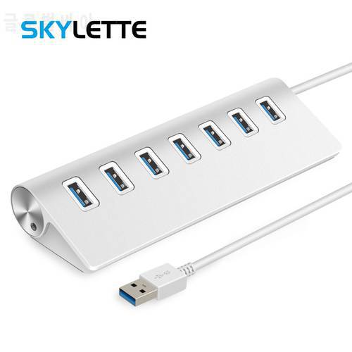 7-port USB 3.0 Hub Aluminum Alloy 60cm Cable Portable Upto 5Gbps Super Speed Anti-slip Charging Splitter For Laptop Desktop