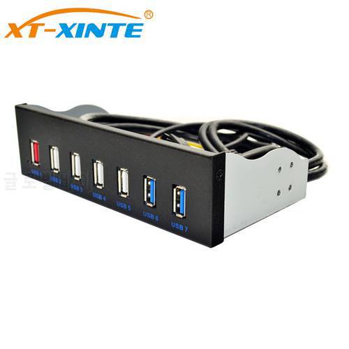 5.25 inch 19pin to 2Ports USB3.0 4Ports USB2.0 Optical Drive Front Panel USB Hub Fast Changer BC1.2 Connector for PC Desktop