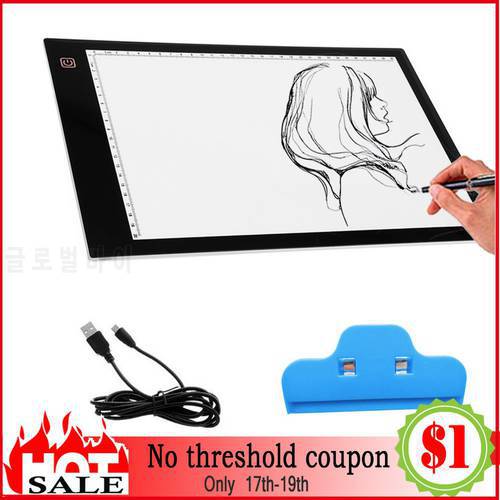 Vococal USB Powered Ultra-thin A4 LED Eyesight-protected Touch Dimmable Animation Tracing Light Box Tablet Pad Board with Clip
