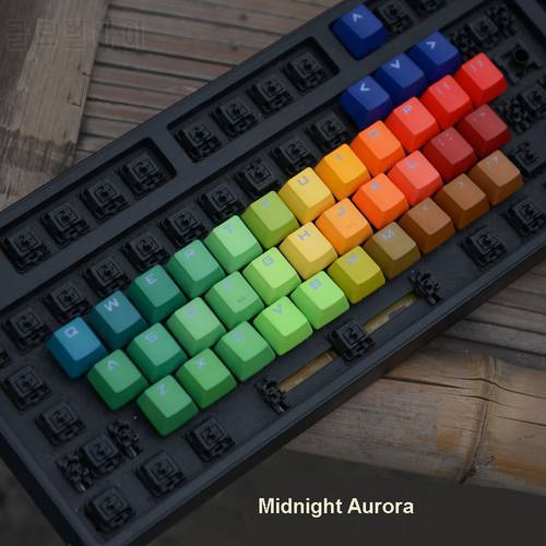 37-Key Alphabet Keycaps PBT Dyed Rainbow OEM Double-Shot Backlit Shine-thru for Cherry MX Switches on Machanical Keyboards