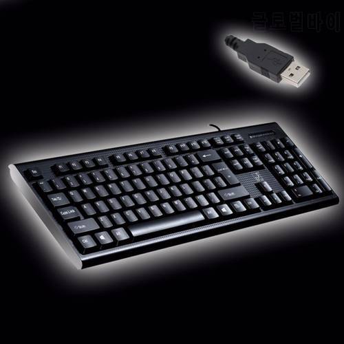 1 Pc Durable Anti-Spatter Ergonomically-designed Wired Black Keyboard for Home & Office & Computer & Game