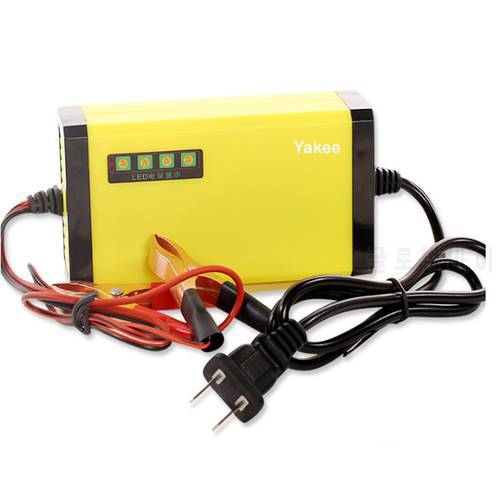 Yakee 12V 2A Car Battery Charger LED Display Smart Automotive Truck Motorcycle 110-220V For Lead-Acid 12V 2A