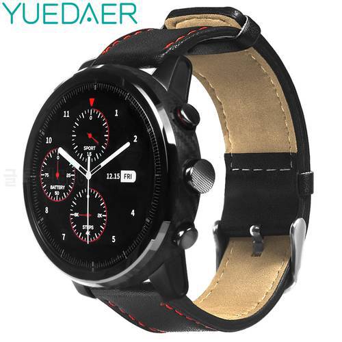 YUEDAER 22MM Watch bands for Xiaomi AMAZFIT Pace Stratos 2 strap Leather Strap for Amazfit GTR 47 47MM bracelet Soft