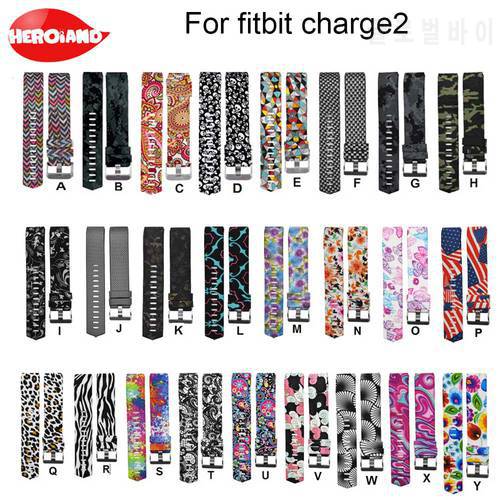 New Arrival Colorful Fashion Sports Silicone watchband Bracelet Strap Band wristband For Fitbit Charge 2 Pattern Wrist Strap