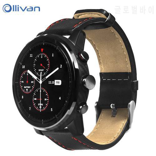 Ollivan Smart Watch band for Xiaomi Huami AMAZFIT Stratos 2 2S Leather Strap for huami amazfit Pace bracelet bands 22mm