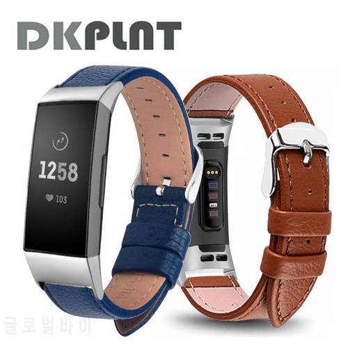 Black Leather Smart Watch band for Fitbit Charge 3/4 Replacement Wristband Strap for Fitbit Charge 4 Band Smart Accessorie