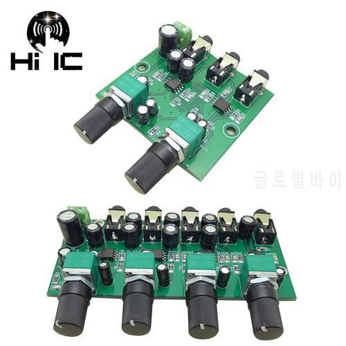 2 Ways/4 Ways Stereo Audio Mixer Board Drive Headphone Amplifier Mixing Board DIY NJM3414 Two/Four Inputs One Output