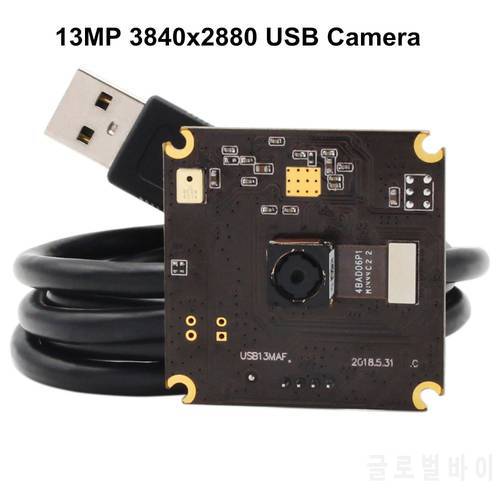 ELP 13MP USB Webcam, MJPEG 10fps 3840x2880 No distortion Web Cam Autofocus Industrial USB Camera Module for Computer PC Laptop