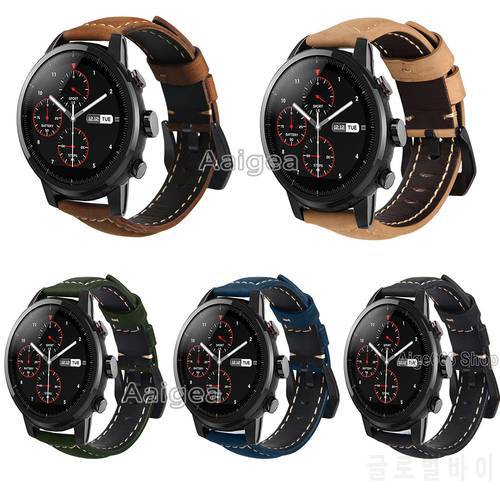 Leather Watch Band Strap for Huami Amazfit Stratos 2 2s 3 strap for Amazfit Pace GTR wristband strap 22mm