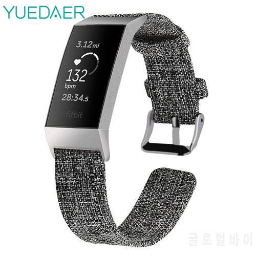 YUEDAER Gray Nylon Strap For Fitbit Charge 3 Charge3 Band Replacement Canvas Watchband Men Women Wristband For Fit Bit Charge 3