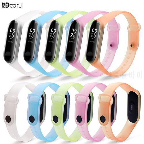 BOORUI Transparent miband 3 strap sports colorful silicone wrist strap for xiaomi mi 3 smart bracelets mi band 3 accessories