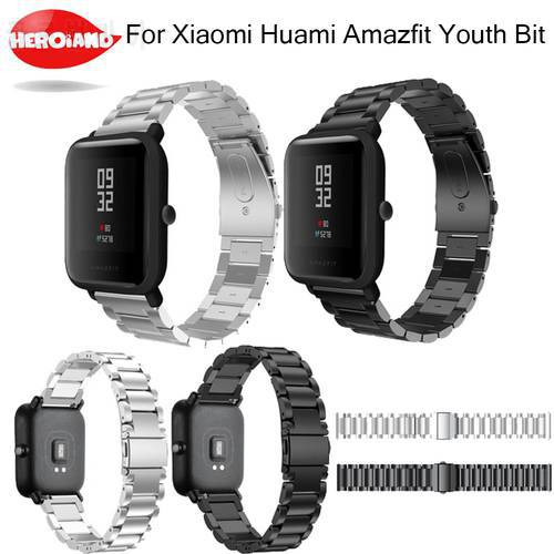 20mm Bracelet for Amazfit Strap Steel Belt for Xiaomi Huami Amazfit Bip Youth Smart Watch Strap Metal Stainless Steel Wrist Band