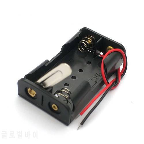 2 X 1.5V AA Battery Holder Plastic Case Storage Box Black with Metal Plate Robot Experiment