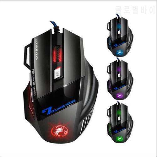 KuWfi USB Wired Gaming Mouse 2400DPI 7 Buttons Game Pro Gamer Computer Mice 1.8m Explosion-proof Nylon Line Mouse for PC