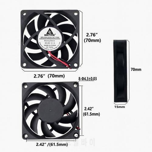 1 Piece Gdstime 70mm x 15mm Brushless Cooling Fan DC 24V 2Pin PC Computer CPU Cooler 70mmx70mmx15mm 7cm