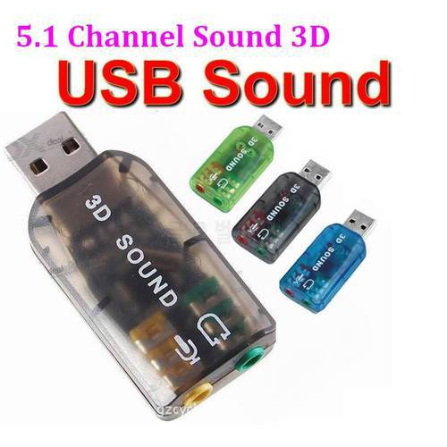 300pcs USB to 3D Audio USB External Sound Card Adapter 5.1 Channel Sound Professional Microphone 3.5mm Interface De Audio 300pcs