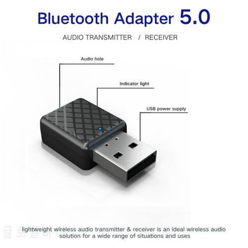 Bluetooth 5.0 Transmitter Receiver 3.5mm Stereo Audio Sound Music Dongle Adapter For TV PC Headphones Speakers