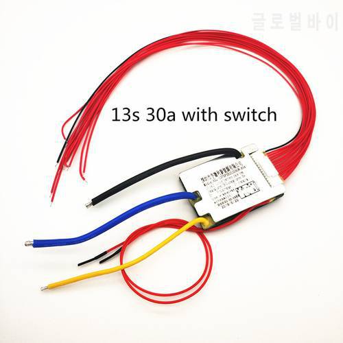 Bms 13s 30a with On Fff Switch Charging Voltage 54.6v Lithium Battery Pcb Pcm 30a