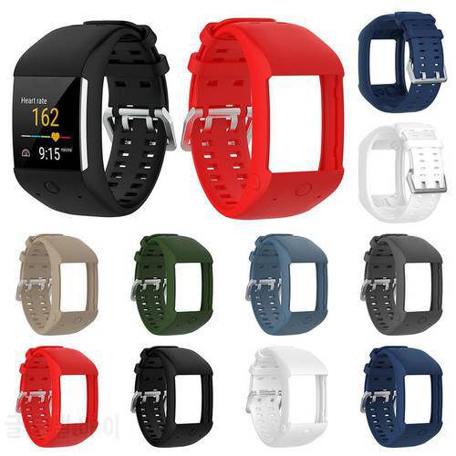 Comfortable Silicone Replacement Watchband Wrist Strap for Polar M600 Smart Watch Wristband Strap Classic Stainless Steel Buckle
