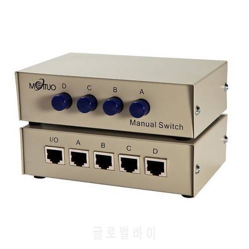4 Port Network Sharing Switch Manual RJ45 RJ-45 Ethernet device Swicher Metal Shell 100MHz 1 in 4 out or 4 in 1 out MT-RJ45-4