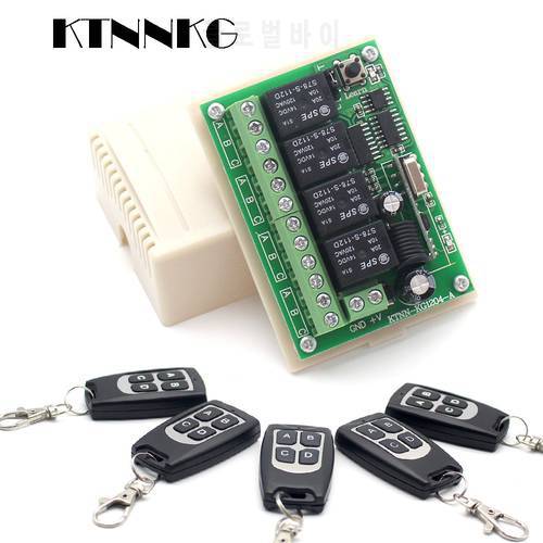 DC 12V 4 Gangs Remote Relay Module 433MHz Wireless Receiver Control Light Switch DIY Smart Home Security System with Jump Cap